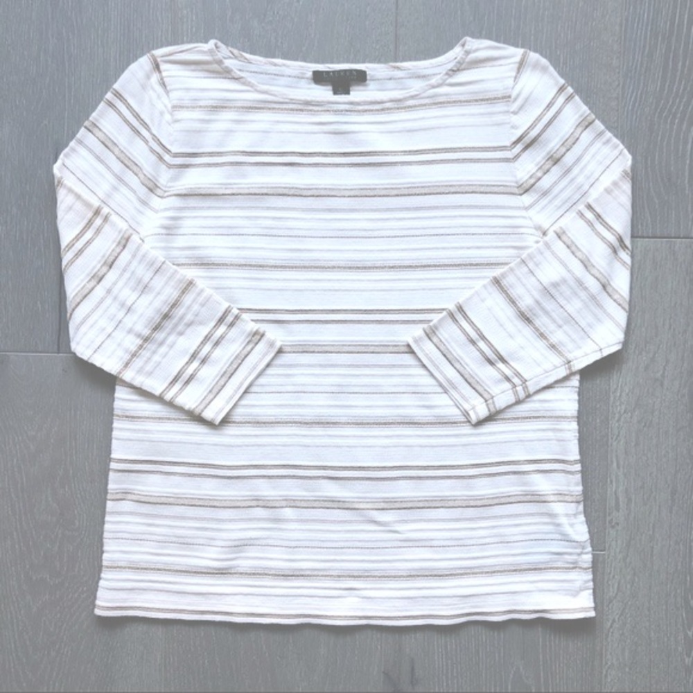 XL LAUREN RALPH LAUREN Boat Neck LS Knit Top EUC